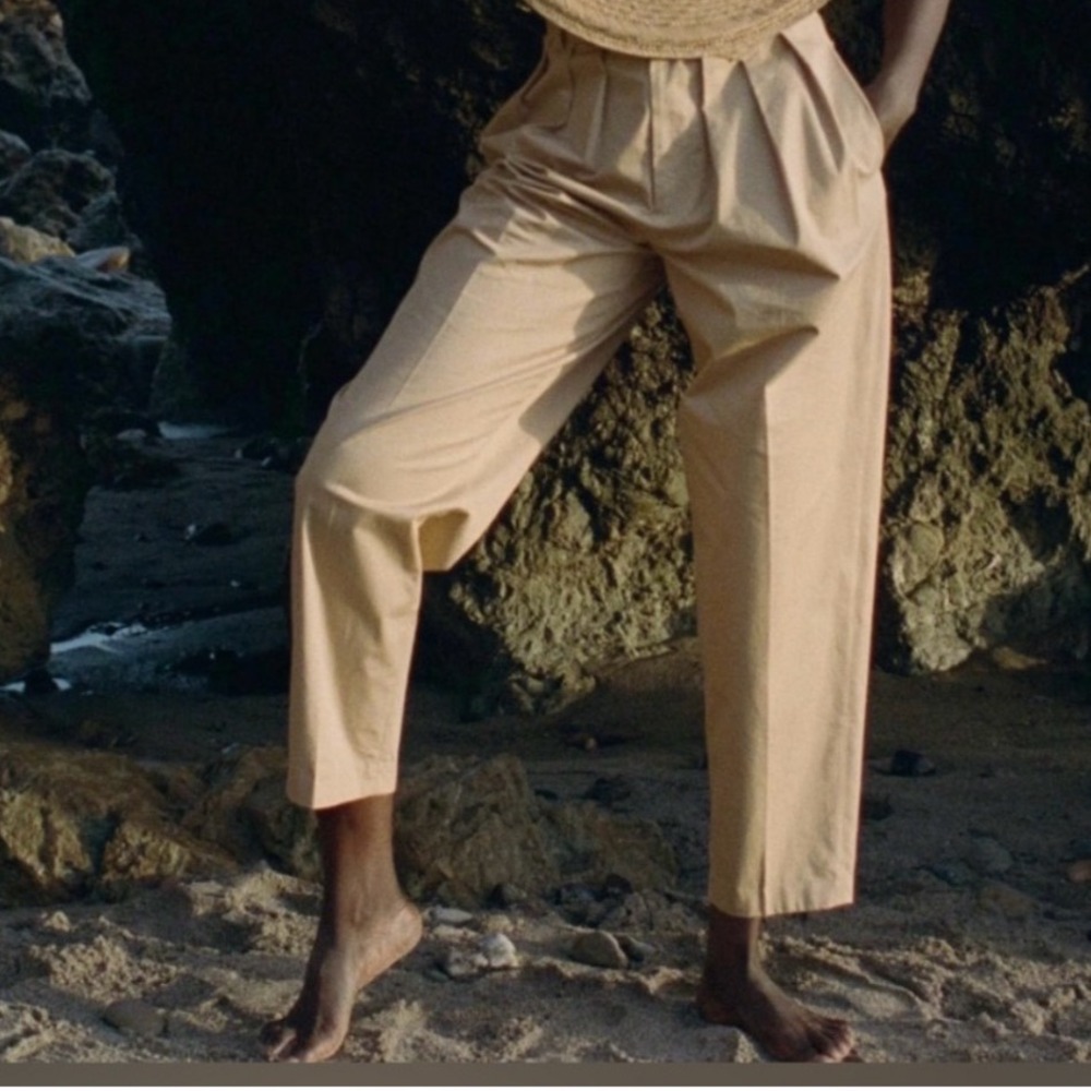 DOEN Grover Pant Fieldstone Tan Khaki Pleated High Waist Trousers Size 0 NWT
